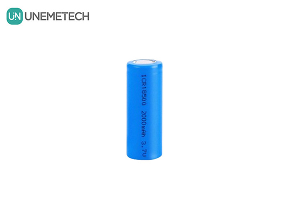 kualitas  3.7V 18500 lithium ion battery 2000mAh Rechargeable Cylindrical For Flashlight pabrik