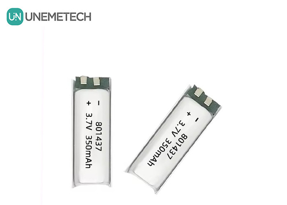 801437 3A Baterai Polimer Rate Tinggi 3.7v 350mah Baterai Lipo Untuk Perangkat Elektronik IoT