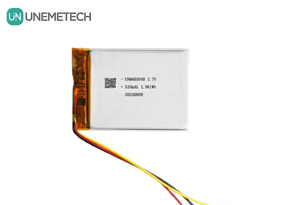 3.7V 530mAh Baterai Lithium Polymer Custom 403040 Dengan UL1642 Hidup Siklus Panjang