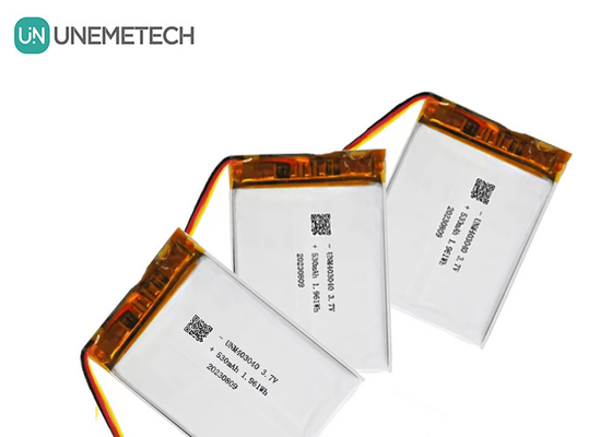 3.7V 530mAh Baterai Lithium Polymer Custom 403040 Dengan UL1642 Hidup Siklus Panjang