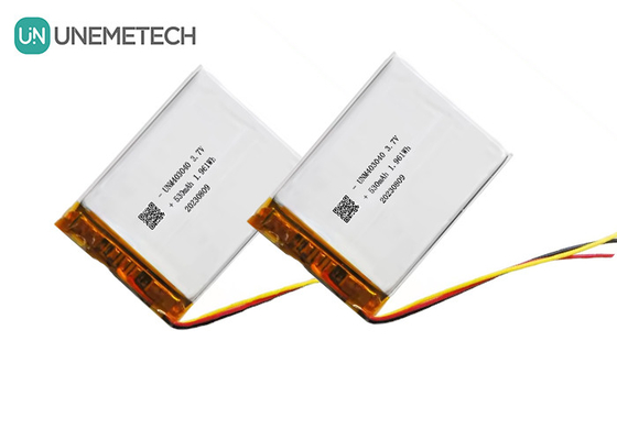 3.7V 530mAh Baterai Lithium Polymer Custom 403040 Dengan UL1642 Hidup Siklus Panjang