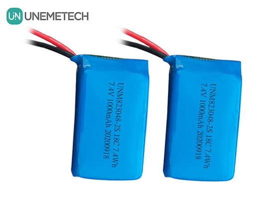 2S Baterai LiPo Tingkat Pelepasan Tinggi / Baterai Lithium Polymer 18C 7.4v 1000mah 823048
