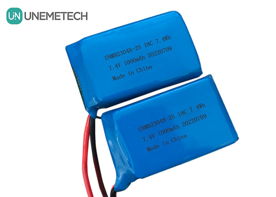 2S Baterai LiPo Tingkat Pelepasan Tinggi / Baterai Lithium Polymer 18C 7.4v 1000mah 823048