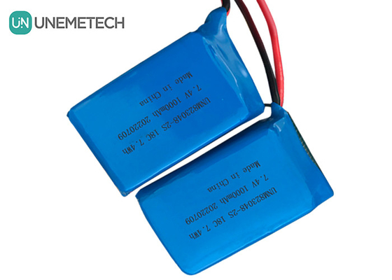 2S Baterai LiPo Tingkat Pelepasan Tinggi / Baterai Lithium Polymer 18C 7.4v 1000mah 823048