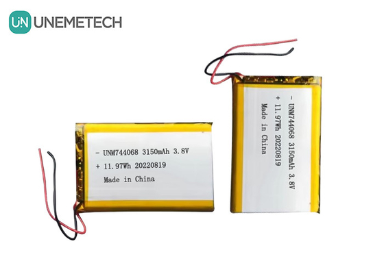 Baterai Lipo Tegangan Tinggi Terisi ulang 3.8V 744068 3150mah Baterai Untuk Sistem Pelacakan GPS