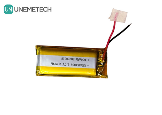 600mAh Baterai Li-ion Perak Custom / 851838 3.7V Pakai Perangkat Baterai Lithium Ion Polymer