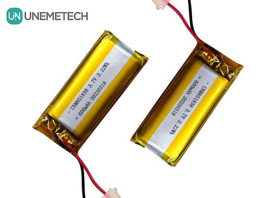600mAh Baterai Li-ion Perak Custom / 851838 3.7V Pakai Perangkat Baterai Lithium Ion Polymer
