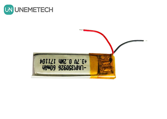 Lebih dari 500 Siklus Kehidupan dapat diisi ulang 3.7V 60mAh Lithium ion Polymer 350926 Baterai untuk headphone