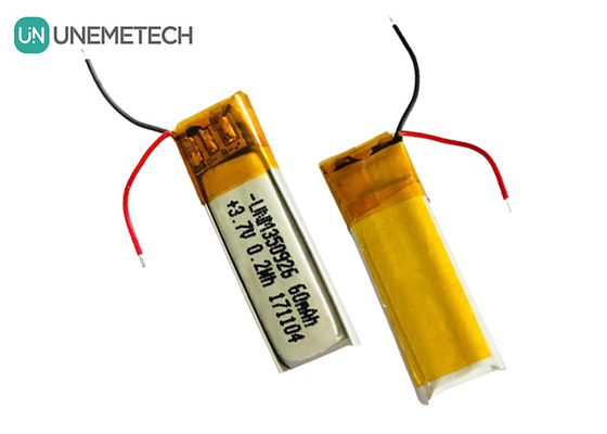 Lebih dari 500 Siklus Kehidupan dapat diisi ulang 3.7V 60mAh Lithium ion Polymer 350926 Baterai untuk headphone