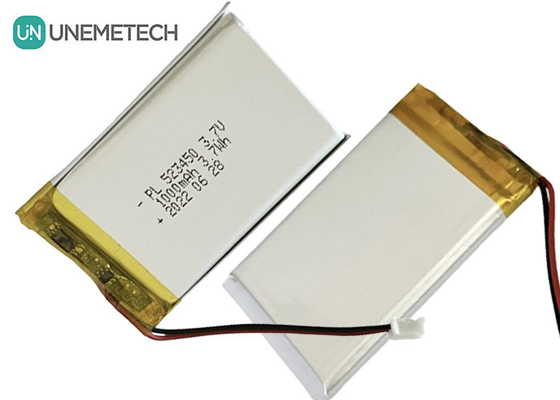 MSDS Disetujui 3.7V Polymer Lithium Ion Battery 1000mAh 523450 untuk Aplikasi Rumah
