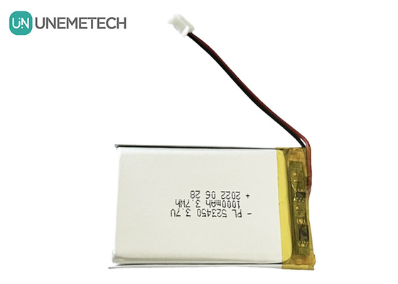 MSDS Disetujui 3.7V Polymer Lithium Ion Battery 1000mAh 523450 untuk Aplikasi Rumah