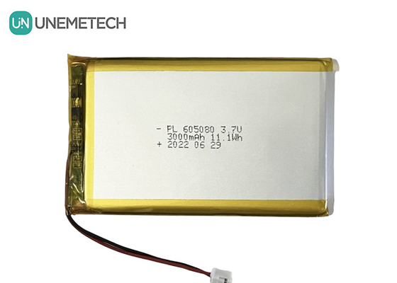 3.7V 3000mAh baterai Li-ion isi ulang 605080 dengan PCB dan kabel konektor untuk elektronik