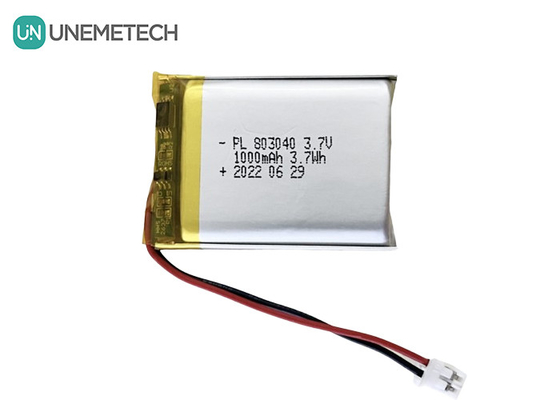 3.7V Lithium Polymer Battery 803040 1000mAh Poly Lithium Battery untuk Instrumen Kosmetik