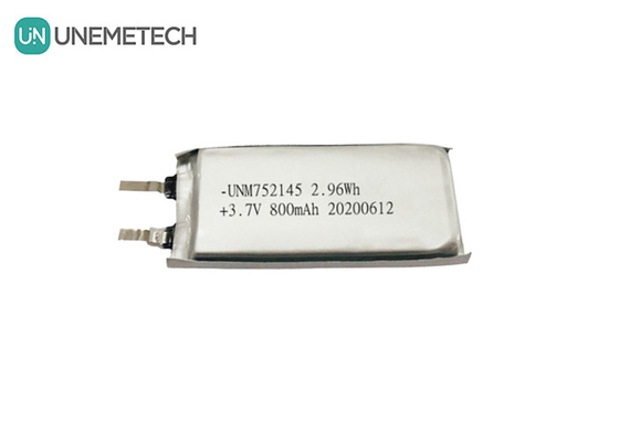 MSDS Disetujui 3.7V 800mAh Baterai Lithium Polymer Terisi ulang 752145 untuk Perangkat Wearable