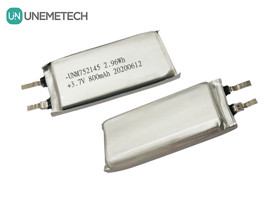 MSDS Disetujui 3.7V 800mAh Baterai Lithium Polymer Terisi ulang 752145 untuk Perangkat Wearable