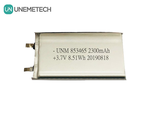3.7V 2300mah Single Cell Lithium Polymer Battery Pack 853465 dengan IEC62133 untuk Peralatan Medis