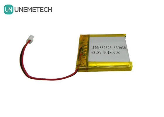 4.35V 360mAh Polimer Tegangan Tinggi Lithium Ion Baterai 552525 3.8V Untuk Perangkat Portable