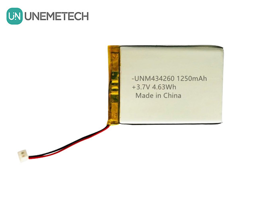 4.63Wh Baterai Lithium Polymer Terisi Ulang Paket 434260 3.7V 1250mAh untuk Kasus Pengisian