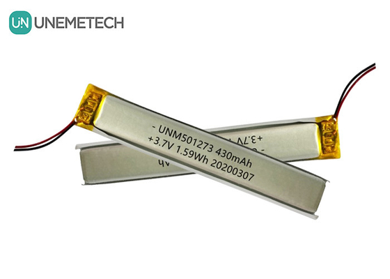 5.0*12.0*73.0mm Lithium Polymer Battery / 3.7V 430mAh 501273 Thin Lipo Battery untuk Perangkat Bluetooth