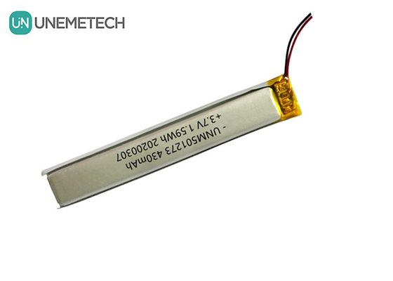 5.0*12.0*73.0mm Lithium Polymer Battery / 3.7V 430mAh 501273 Thin Lipo Battery untuk Perangkat Bluetooth