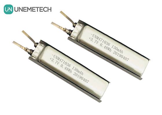 3.7 Lithium Ion Polymer Battery / IEC62133 Disetujui 471036 130mAh Lithium Polymer Battery Cell