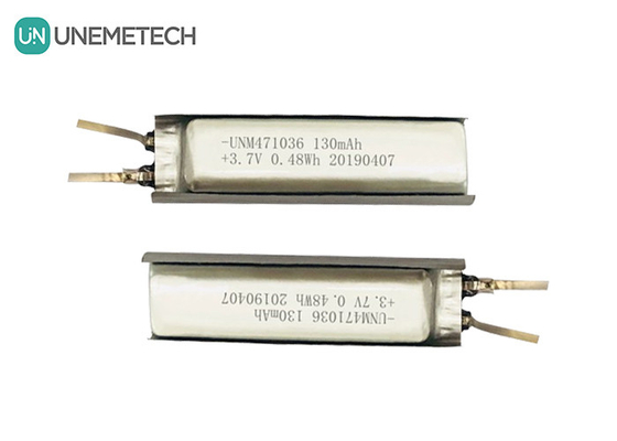 3.7 Lithium Ion Polymer Battery / IEC62133 Disetujui 471036 130mAh Lithium Polymer Battery Cell