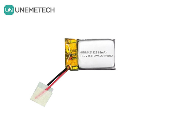 85mAh 3.7V Baterai Lithium Polymer Kecil 421522 dapat diisi ulang dengan PCM dan Wire Lead