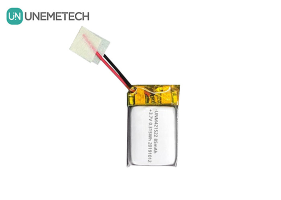 85mAh 3.7V Baterai Lithium Polymer Kecil 421522 dapat diisi ulang dengan PCM dan Wire Lead