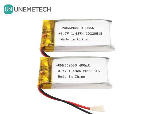 3.7V Baterai Lithium Ion Polimer Isi Ulang 552035 400mAh Baterai Li Po Untuk Perangkat Wireless