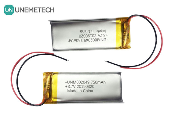 Peralatan kecantikan Baterai Lithium Polymer 3.7V 750mah 802049 1C Baterai Li Poly
