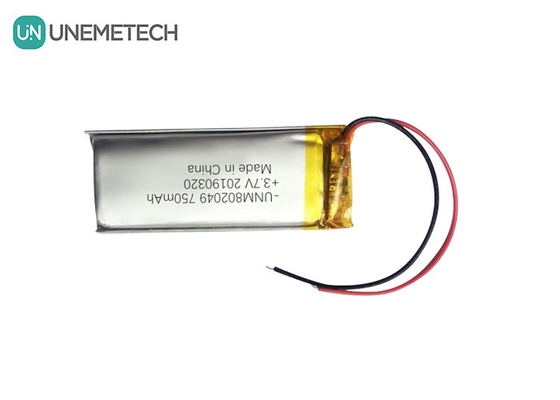 Peralatan kecantikan Baterai Lithium Polymer 3.7V 750mah 802049 1C Baterai Li Poly