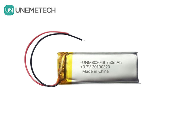 Peralatan kecantikan Baterai Lithium Polymer 3.7V 750mah 802049 1C Baterai Li Poly