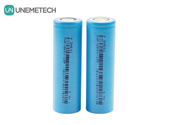 2500mAh 3.7V Max 6A Baterai Lithium Ion Silinder Bermuatan Kontinyu 18650 INR18650-25P