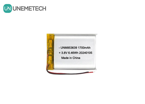 853639 4.35V 1700mAh Polymer Li Ion Baterai Tegangan Tinggi Untuk Kamera Body-Worn
