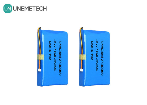 Baterai Lithium Polymer Kapasitas Besar 603045 2P 3.7V 2000mAh Smart Door Lock Baterai