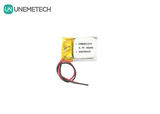 Baterai Lithium Polymer Ultra Thin 401215 3.7V 45mAh Baterai Li Po untuk Pelacak GPS