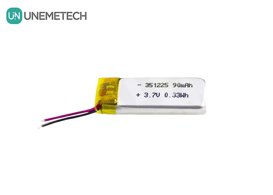 351225 Baterai Li-ion Polimer 3,7V 90mAh Baterai Li Polimer Ultra Tipis Terisi ulang