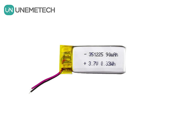 351225 Baterai Li-ion Polimer 3,7V 90mAh Baterai Li Polimer Ultra Tipis Terisi ulang