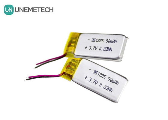 351225 Baterai Li-ion Polimer 3,7V 90mAh Baterai Li Polimer Ultra Tipis Terisi ulang
