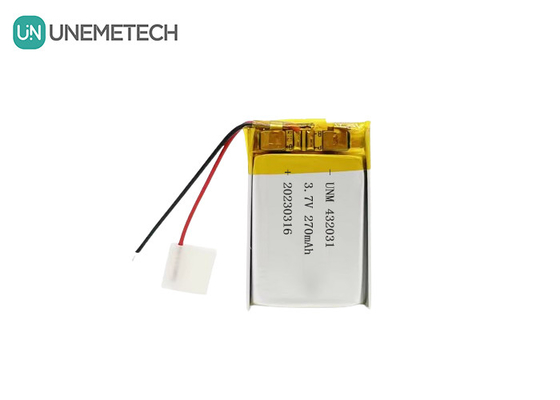 3.7V 270mAh 432031 Lithium Polymer Battery untuk Peralatan Elektronik