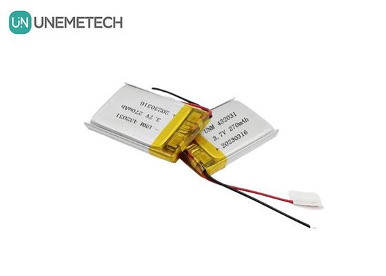 3.7V 270mAh 432031 Lithium Polymer Battery untuk Peralatan Elektronik