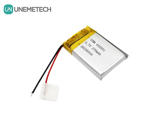 3.7V 270mAh 432031 Lithium Polymer Battery untuk Peralatan Elektronik