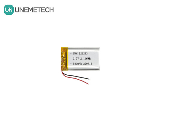 Baterai Lithium Polymer 722233 3.7V 580mAh Baterai LiPo dari Cina Produsen