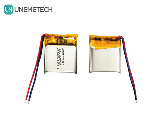 Baterai Lithium Polymer Tegangan Tinggi 3.8V 200mAh 521920 untuk Jam Tangan Cerdas