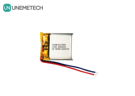 Baterai Lithium Polymer Tegangan Tinggi 3.8V 200mAh 521920 untuk Jam Tangan Cerdas