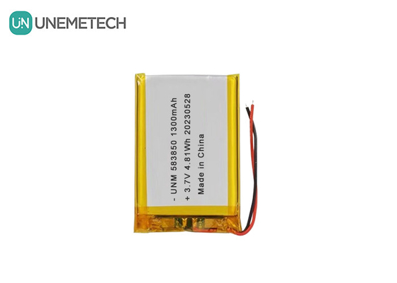 3.7V 1300mAh Baterai Lithium Ion Polymer Standar 583850 untuk Produk Elektronik