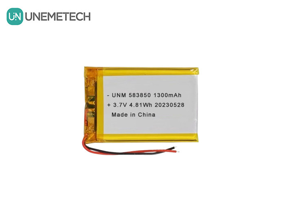 3.7V 1300mAh Baterai Lithium Ion Polymer Standar 583850 untuk Produk Elektronik
