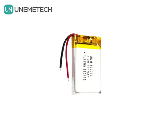 3.7V 300mAh 522033 Baterai Li-ion Polimer Custom Fleksibel untuk Jam Pintar