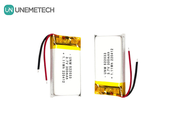 3.7V 300mAh 522033 Baterai Li-ion Polimer Custom Fleksibel untuk Jam Pintar