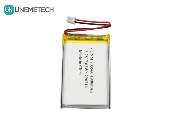 Baterai Litium Polimer Fleksibel yang Bisa Diisi Ulang 3.7V 1900mAh 803560 untuk senter